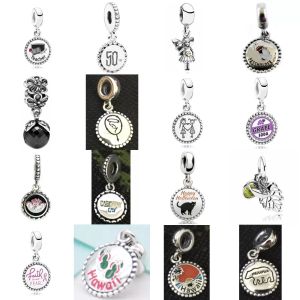 Orijinal S925 Ayar Gümüş Fit Pandora Yazı Kolye Aşk Kalp Boncuk Mavi Turkuaz Kristal Charm Bilezik Için DIY Boncuk Charms