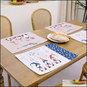 Mats & Pads Table Decoration Aessories Kitchen, Dining Bar Home Garden Gnome Placemats Cloth Kitchen Independence Day Usa Flag Star Plaid Ma