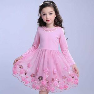 Girls Spring PrincDrGirls Long Sleeve Floral Lace Summer Kids Dresses For Girls Costume 6 8 10 12 13 Years