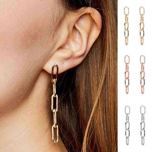 New Fashion Dangle Drop Korean Earrings For Women Geometric Long Chain Gold Earring Wedding 2020 Jewelry Gifts Hyperbole Punk G220312