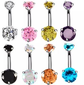 Runda Zicron Stainless Steel Smycken Navel Bars Silver Belly Button Ring Navel Body Piercing Smycken PS2024