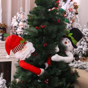 105 cm Babbo Natale Abbraccia L'albero Bambola Pupazzo di neve Albero di Natale Ornamento Decorazione festiva Atmosfera Panno Natale Ciondolo carino Decor 211104