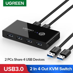 USB KVM Switch USB 3.0 2.0 Switcher KVM Switch for Windows10 PC Keyboard Mouse Printer 2 PCs Sharing 4 Devices USB Switch