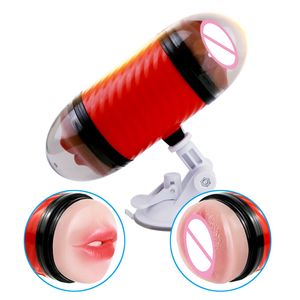 Dual Channel Vagina Real Pocket Pussy Manlig Masturbator Sex Toys For Men Blowjob Artificial Vagina Sex Machine Sex Product Shop Q0419