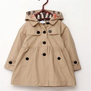 Nuovi vestiti per bambini Primavera Autunno Ragazza Principessa Cappotto Tinta unita Trench monopetto medio-lungo Capispalla per bambini