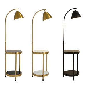 Trådlös laddning Golvlampa Guld Svart Vardagsrum Sovrum Sofa Metall Stående Ljus Med Bord Hem Dekoration Lighting Fixture