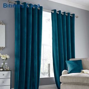 Color Luxury Velvet Blackout Windows Curtain Drapes Panel For Living Room Bedroom Interior Home Decoration High Shading 210712