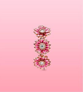 New Women Flower Rings Jewelry per Pandora 925 Sterling Silver Wedding Anello in oro rosa 18 carati con scatola originale