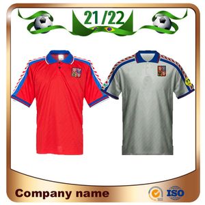 1996 Retro República Tcheca Camisa de Futebol 1996/1997 Home # 18 NOVOY # 4 NEDVED # 8 POBORSKY # 19 FRYDEK Camisa de Futebol Uniforme