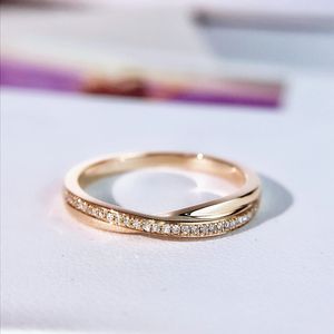 14K Rose Gold Twist Setting Deputy Ring Moissanite Smycken Bröllopsjubileum Special Style