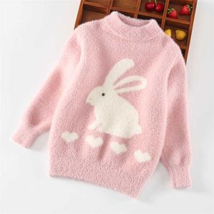 Cartoon Animals Girl Sweaters Winter 2 4 Years Toddler Knitting Pullovers Top Korean Style Cardigans Warm Kids 211201