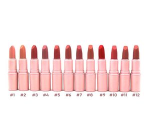 Rouge A Levre Matter Lippenstift, 12 Farben, langlebig, einfach zu tragende Make-up-Lippenstift-Farbtöne