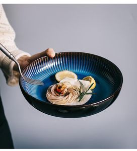 ingrosso Piatto Da Forno Rotondo in Ceramica-Ciotole giapponese in ceramica piastra profonda piastra rotonda piatto creativo cottura insalata di riso insalata di grandi tavole da tavola