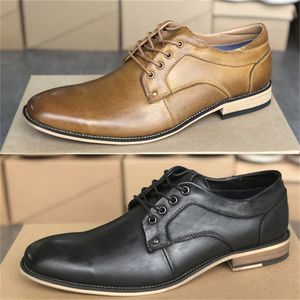 Designer Oxford Skor Toppkvalitet Svart Kalvskinn Derby Klänning Sko Formell Bröllop Low Heel Lace-up Business Office Trainers Storlek 39-47 019