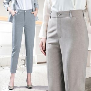 Pantaloni da donna Capris Pantaloni autunnali Abito formale da donna da ufficio Kpop Slim Gamba dritta Vita alta Matita Donna Elegante abbigliamento da lavoro da lavoro