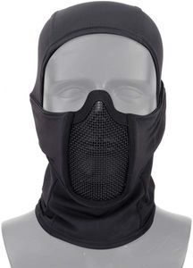 Breathable Tactical Balaclava Mesh Mask Ninja Style Airsoft Mask Windproof Motorcycle Cycling Hood Neck Warmer with Full Face Protection