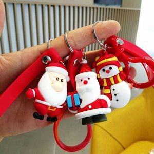 1PC Christmas Keychain Pendant Cartoon Silicone Santa Claus Elk Snowman Keychain For Backpack Kids Friend Christmas Gift Jewelry G1019