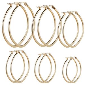 Hoop & Huggie 10/20/30/40/50/60 Mm Stainless Steel Gold Color Circle Earrings Big Small Geometric Hoops Gifts For Women