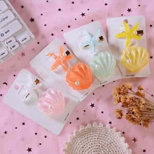 Fashion Acrylic Hair Barrette Cute Star Hair Clip Solid Handmade Resin Shell Children Hairpin Girl Hair Clip Accessories