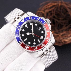 Mens assiste a relógios mecânicos automáticos de 40 mm de estojo de cerâmica de aço inoxidável de aço de aço vermelho e azul Belief à prova d'água Design Fashion Watch Presente para homens