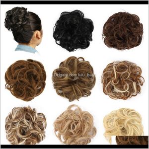 Wholesale Chignon Bun Hairpiece Curly Scrunchie Extensions Blonde Brown Black Heat Resistant Synthetic For Women Pieces H6Vff Chignons Fs1Kk