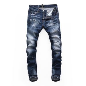 DSQ Phantom Kaplumbağa Erkek Kot Pantolon Sıska Yırtık Sıska Yırtık Serin Yırtık Koruyucu Delik Denim Moda Markası Fit Kot Pantolon 65232