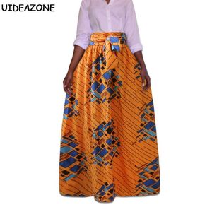 Spódnice Uideazone boho w stylu Kobiety wysoki talia długa damska vintage plisowana maxi spódnica streetwear moda plus size