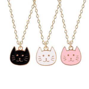 Wholesale lucky cat pendant for sale - Group buy Pendant Necklaces Pc Cute Animal Cat Fashion Necklace Friend Pink Black WhiteChain Birthday Friendship Lucky Jewelry For Women Gift