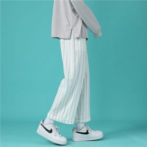 Wholesale white suit black pants resale online - Men s Pants Gray Black White Striped Casual Men Fashion Society Mens Suit Korean Loose Wide leg Trousers Dress