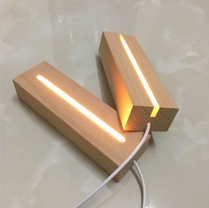 Lampada in legno in legno 3D LED Table Night Light Bases per acrilico Luci bianche calde Accessori di illuminazione Accessori assemblati D2.5