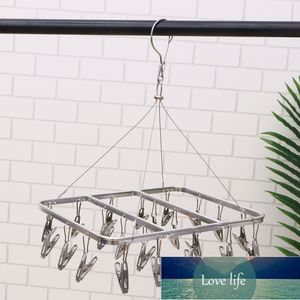 Aluminium Alloy Clothes Hangers Double Lines Square Laundry Hanger Wind-proof Clothes Drying Hanger with Clips 26 Clips (Thicken Factory price expert design Quality