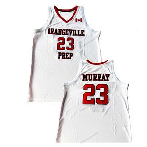 Custom Canada Jamal Murray # 23 Orangeville Prep Koszykówka Jersey Szyte White Rozmiar S-4XL Dowolna nazwa i numer najwyższej jakości koszulki