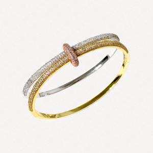 Mode Kristall Tennis Armband Zirkon Frauen Armbänder Armreif Charme 18k Gold Überzogene Armreifen Für Frau Klassische Accessoires Mit schmuck Beutel Großhandel