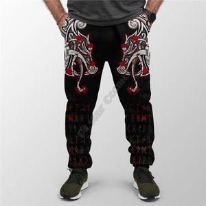 Męskie spodnie Wiking Styl Jogger Dragon and Vegvisr Blood Tattoo Mężczyźni dla kobiet 3D Wszystkie nadrukowane Joggers Hip Hop Splupki