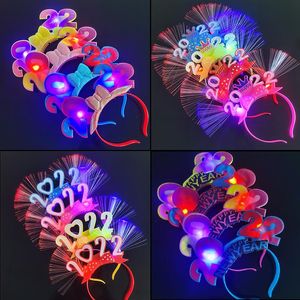 Party Hats 4Pcs 2022 Happy Year Hair Bands Glowing Headband Festival Props Christmas Evening Accessories