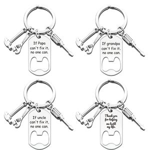 Personlig flasköppnare Keychain Pendant Hammer Wrench Tool Metal Key Chain Father's Day Gift