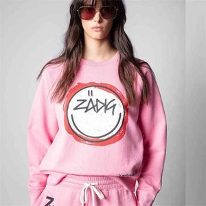 Letter Embroideried Sweatshirt Women O-neck Casual 100% Cotton Long Sleeve Pullover Loose Lady Top Clothing 210803