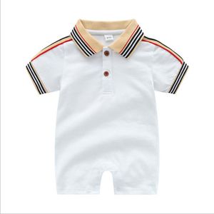 Baby Fashion Kids Clothing Boy Girl Jumpsuits Short-sleeved Summer 100% Cotton Clothes 1 2 Years Old Newborn Striped Lapel Rompers