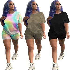 New Women tracksuits summer outfits two piece set jogger suits short sleeve T-shirts+shorts pants 2pcs sets plus size 2XL joggers casual letter sportswear 4718