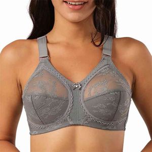 Lace Bra Minimizer Women Beauty Floral Full Figur Trådlös Stor Bosom Bra Plus Storlek 36 38 40 42 44 48 50 B C D DD E 210728