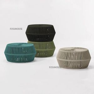 Camp Furniture Leisure Outdoor Rattan Chair Flowerpot Modern Rope Woven Small Decorative Garden Suit Camping Chairs