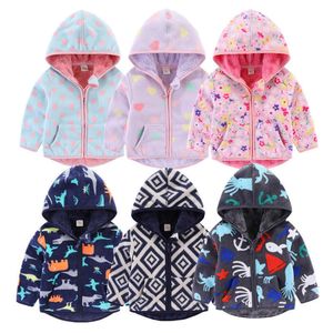 Kids casaco para meninas inverno bebê meninos manga longa desenhos animados à prova de vento crianças outwear cores bonitinho com jaquetas quentes com capuz H0909