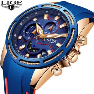 Silicone Watchband Vattentät Quartz Watch för Mens Klockor Toppmärke Lyxig Man Mode Sport Klocka Relogio Masculino 210527