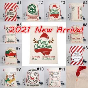 Novos sacos de Papai Noel de Natal Sacos de Algodão de Lona Grandes Sacos de Presente com Cordão Pesado Personalizado Festival Festa Decoração de Natal