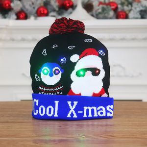 Luminous Christmas Hats for Family 25*22cm Adults Men Women & Kids Knitted Patterns Xmas Santa's Cap CO546