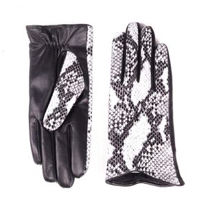 Frauen Lederhandschuhe Kurz großhandel-Fünf Fingerhandschuhe Frauen Damen Echtes Leder Schlange Drucken Winter Warme Mode Touchscreen kurz