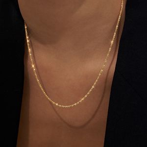 2 Siz Shiny Thin Water Wave Chain Necklac Starburst Fishbone Choker Necklac for Women Glossy Plain Minimalist Jewelry