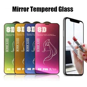 8D Mirror Screen Protectors for IPhone 13 Pro Max 12 Mini X XR SE Makeup Mirror Tempered Glass for IPhone 11 PRO XS MAX 8 7 Plus New