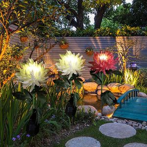 Chrysanthemum Flowers Solar Light Led Outdoor Garden Simulation Flower Lawn Plug-in Lands Landscape Lamps