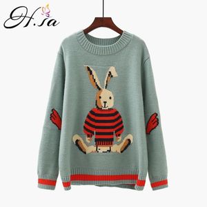 H.SA Mulheres Oversized Pullovers Rabbit pull Jumpers Camisola de malha Tops Estilo Japonês Bege Bege Vetement Grosso Femme 210417